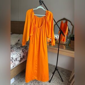 H&M Vibrant Orange Long Sleeve Dress